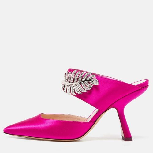 Nicholas Kirkwood Pink Satin Monstera Crystal Embellished Pointed Toe Mules Size 38.5 - Nicholas Kirkwood - Modalova