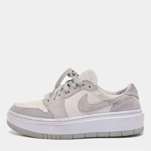 Air Jordans Grey/White Suede Elevate Air Jordan 1 Low Top Sneakers Size 40.5 - Nike - Modalova