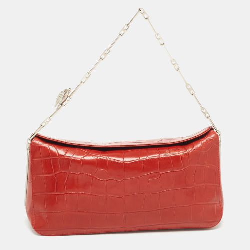 Nina Ricci Orange Croc Embossed Leather Chain Shoulder Bag - Nina Ricci - Modalova