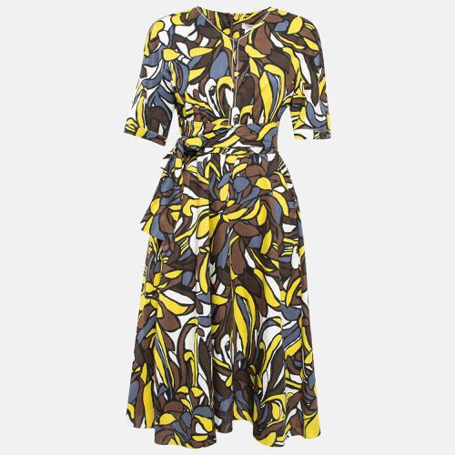 S'Max Mara Brown/Multicolor Printed Linen Midi Dress S - S'Max Mara - Modalova