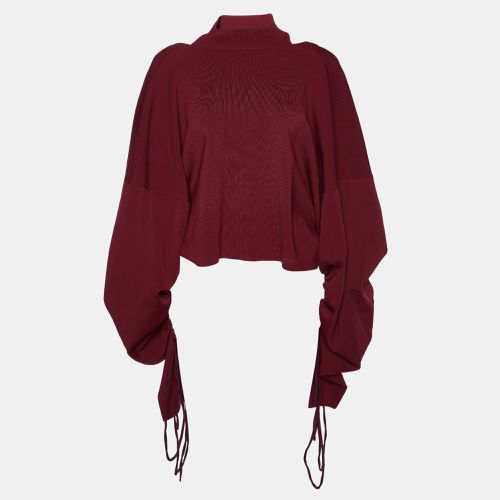 Solace London Burgundy Knit Samara Cut-out Ruched Top M - Solace London - Modalova