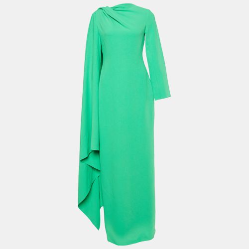 Solace London Green Crepe Cape Detail Lydia Maxi Dress M - Solace London - Modalova