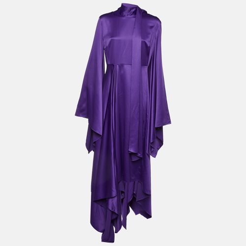 Solace London Purple Satin Asymmetric Flared Sleeves Maxi Dress L - Solace London - Modalova