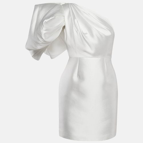 Solace London White Crepe One-Shoulder Puff Sleeve Hayes Mini Dress S - Solace London - Modalova