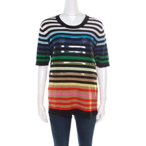 Sonia Rykiel Multicolor Striped Cotton and Silk Vinyl Strip Detail Top M - Sonia Rykiel - Modalova