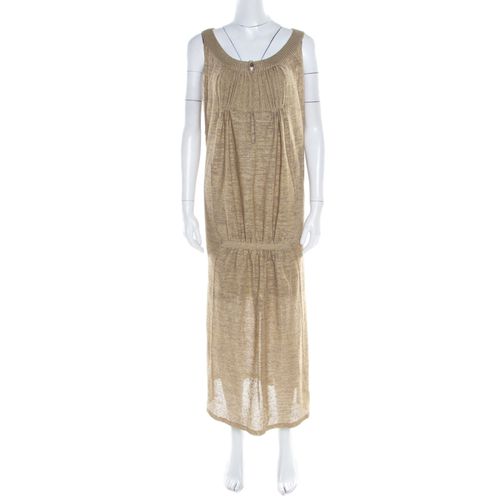 Sonia Rykiel Beige Perforated Lurex Knit Maxi Dress L - Sonia Rykiel - Modalova