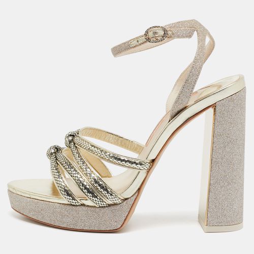 Sophia Webster Metallic Glitter and Leather Ankle Strap Sandals Size 38.5 - Sophia Webster - Modalova