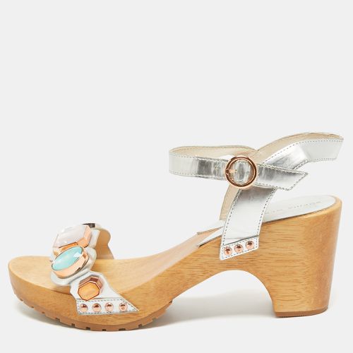 Sophia Webster Silver Leather Studded Jewel Ankle Strap Sandals Size 40 - Sophia Webster - Modalova