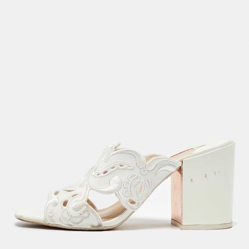 Sophia Webster White Leather Embroidery Laser Cut Block Heel Mules Size 41 - Sophia Webster - Modalova