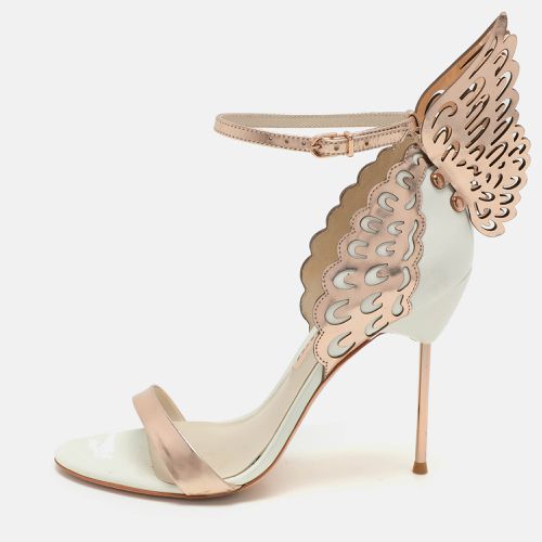 Sophia Webster White/Rose Gold Leather Evangeline Laser Cut Angel Wing Ankle Strap Sandals Size 41 - Sophia Webster - Modalova