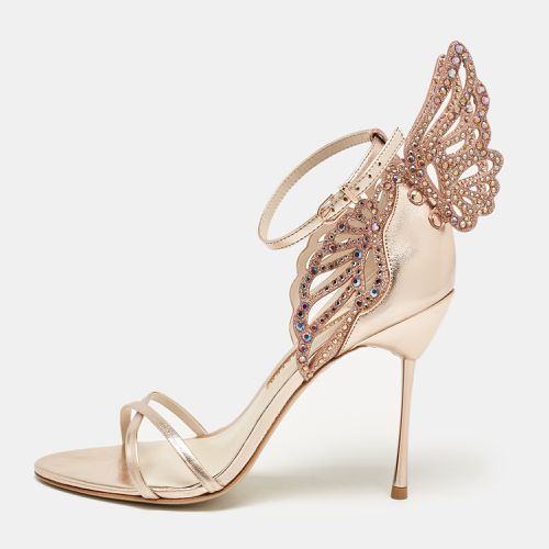 Sophia Webster Metallic Leather and Crystal Embellished Butterfly Ankle Strap Sandals Size 39 - Sophia Webster - Modalova