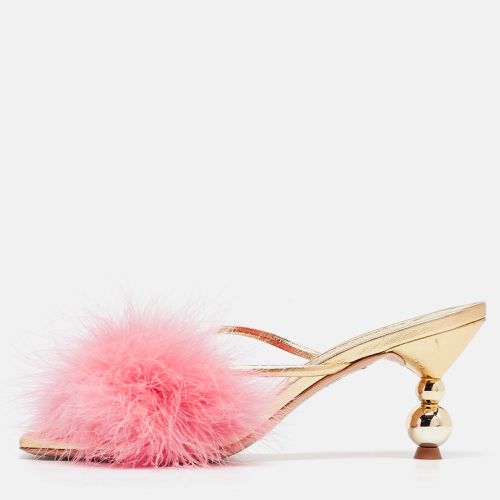 Sophia Webster Pink/Gold Leather and Fur Slide Sandals Size 40 - Sophia Webster - Modalova