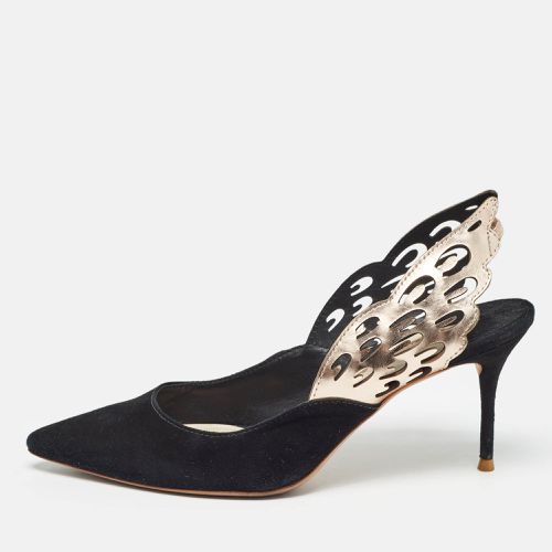 Sophia Webster Black/Metallic Bronze Suede And Leather Angelo Slingback Pumps Size 37 - Sophia Webster - Modalova