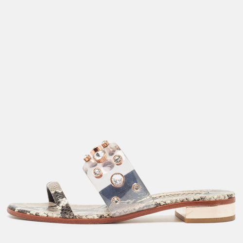 Sophia Webster Beige Snakeskin Embossed And PVC Dina Slide Sandals Size 39 - Sophia Webster - Modalova