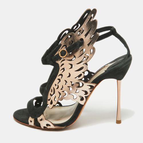 Sophia Webster Dark Green/Rose Gold Suede and Leather Laser Cut Parisa Sandals Size 38 - Sophia Webster - Modalova