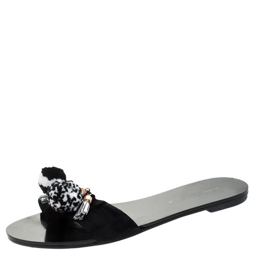 Sophia Webster Black Suede Jada Pom Pom Slide Flats Size 37 - Sophia Webster - Modalova