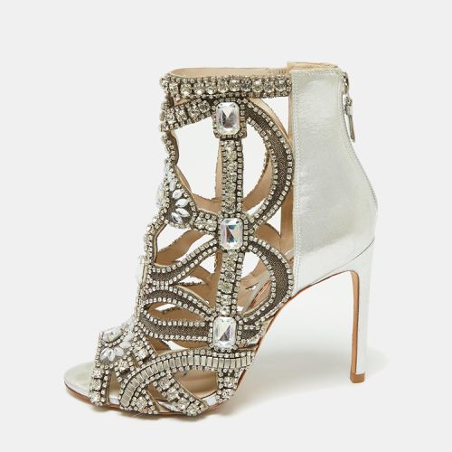 Sophia Webster Silver Fabric and Leather Crystal Embellished Iridessa Caged Booties Size 36 - Sophia Webster - Modalova