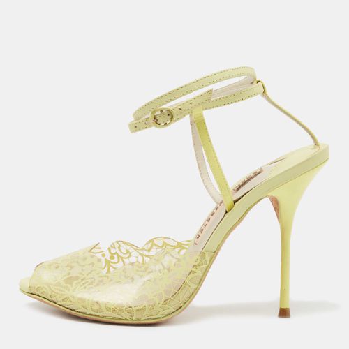 Sophia Webster Yellow Leather and Lace Print PVC Peep Toe Ankle Strap Sandals Size 37 - Sophia Webster - Modalova