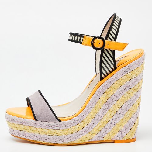 Sophia Webster Multicolor Suede and Striped Leather Lucita Wedge Sandals Size 39.5 - Sophia Webster - Modalova