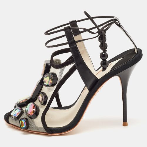 Sophia Webster Black Mesh and Suede Bow Ankle Strap Sandals Size 39 - Sophia Webster - Modalova