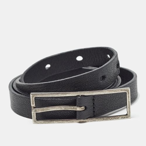 Saint Laurent Black Leather Slim Buckle Belt 80CM - Saint Laurent Paris - Modalova