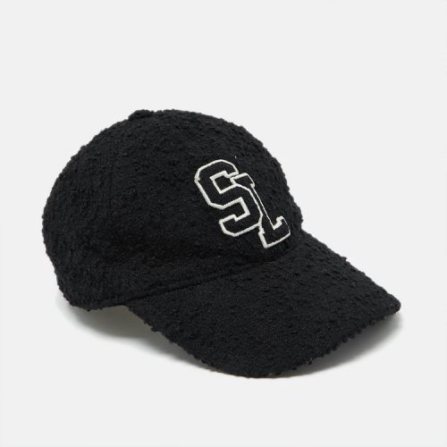 Saint Laurent Paris Black Logo Wool Tweed Baseball Cap Size 57 - Saint Laurent Paris - Modalova