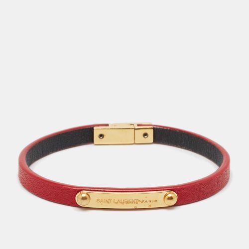 Saint Laurent Red Logo Leather Gold Tone Bracelet - Saint Laurent Paris - Modalova