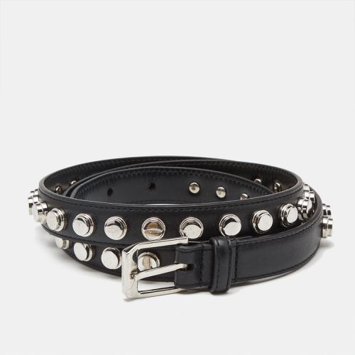 Saint Laurent Black Leather Studded Slim Buckle Belt 100CM - Saint Laurent Paris - Modalova