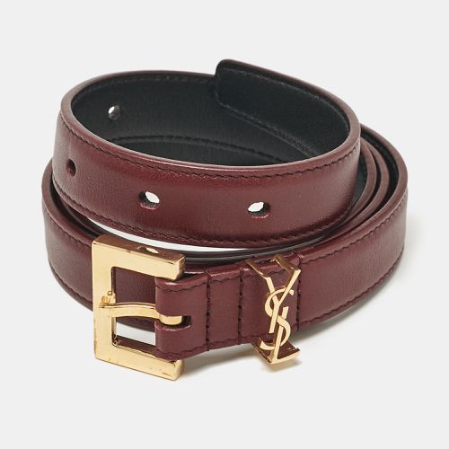 Saint Laurent Burgundy Leather Buckle Slim Belt 75 CM - Saint Laurent Paris - Modalova