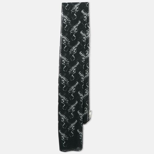 Saint Laurent Paris Black Revolver Print Cashmere Voile Scarf - Saint Laurent Paris - Modalova