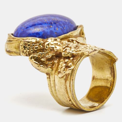 Saint Laurent Paris Arty Glass Gold Tone Ring Size 58 - Saint Laurent Paris - Modalova