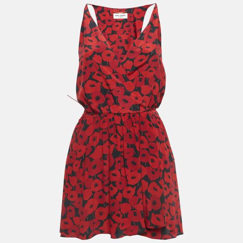 Saint Laurent Red Printed Silk Wrap Mini Dress S - Saint Laurent Paris - Modalova