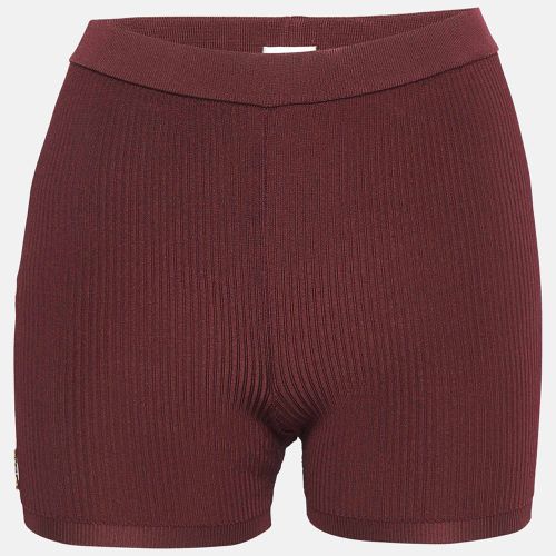 Saint Laurent Paris Burgundy Rib Knit Biker Shorts XS - Saint Laurent Paris - Modalova