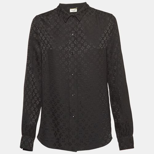 Saint Laurent Paris Black Jacquard Silk Long Sleeve Shirt S - Saint Laurent Paris - Modalova