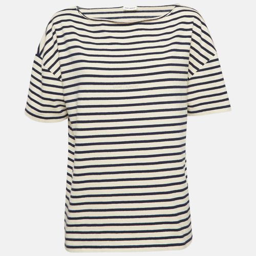 Saint Laurent Paris Navy Blue/White Stiped Cotton T-Shirt L - Saint Laurent Paris - Modalova