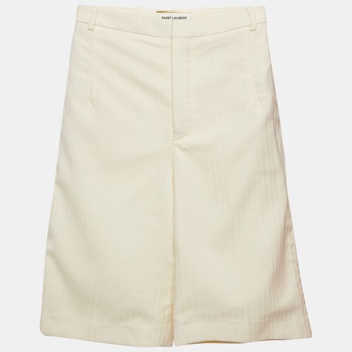 Saint Laurent Paris Cream Striped Wool Tailored Short S - Saint Laurent Paris - Modalova