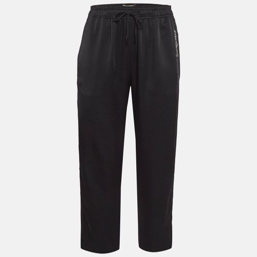 Saint Laurent Black Satin Buttoned Side Slit Trousers S - Saint Laurent Paris - Modalova