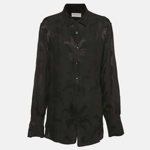 Jacquard Silk Button Front Shirt M - Saint Laurent Paris - Modalova