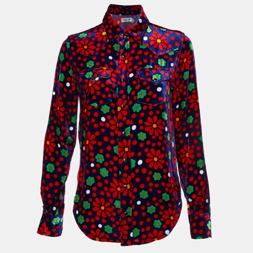 Floral Print Velvet Shirt S - Saint Laurent Paris - Modalova