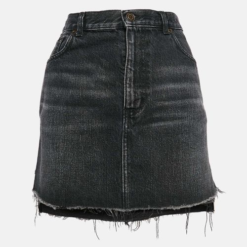 Saint Laurent Black Denim Raw Edge Mini Skirt M - Saint Laurent Paris - Modalova