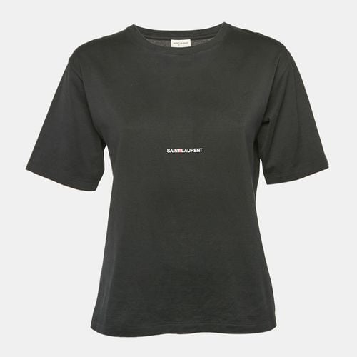 Saint Laurent Black Cotton Logo Print T-Shirt M - Saint Laurent Paris - Modalova