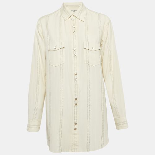 Saint Laurent Paris Cream Stripe Lurex and Cotton Blend Shirt XS - Saint Laurent Paris - Modalova