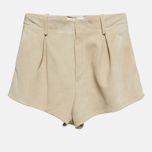 Saint Laurent Beige Suede Pleated Shorts S - Saint Laurent Paris - Modalova