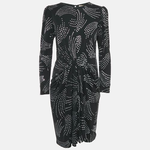 Saint Laurent Black/Silver Glitter Print Jersey Pleated Midi Dress M - Saint Laurent Paris - Modalova