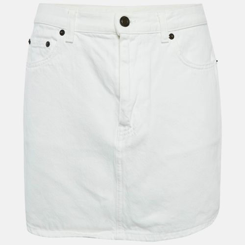 Saint Laurent White Denim Distressed Hem Mini Skirt M - Saint Laurent Paris - Modalova