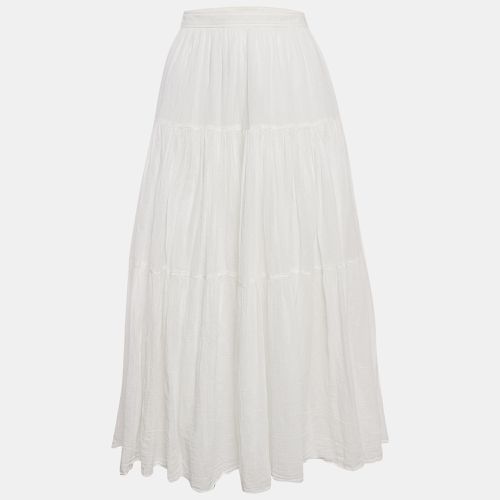 Saint Laurent Paris White Textured Cotton Tiered Maxi Skirt M - Saint Laurent Paris - Modalova