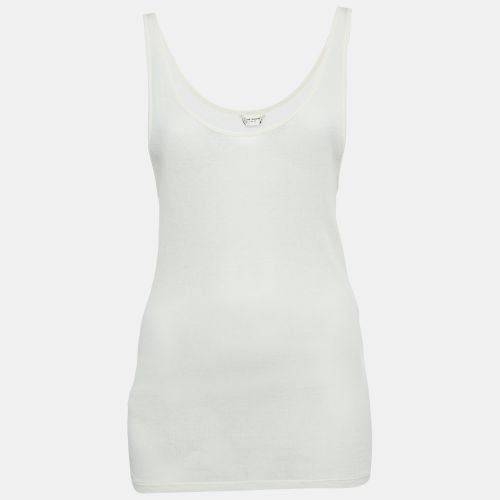 Saint Laurent Paris Cream Rib Knit Semi Sheer Tank Top M - Saint Laurent Paris - Modalova