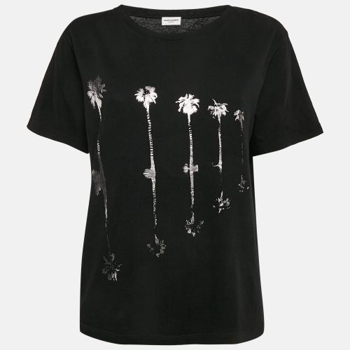 Saint Laurent Black Printed Cotton Crew Neck T-Shirt L - Saint Laurent Paris - Modalova