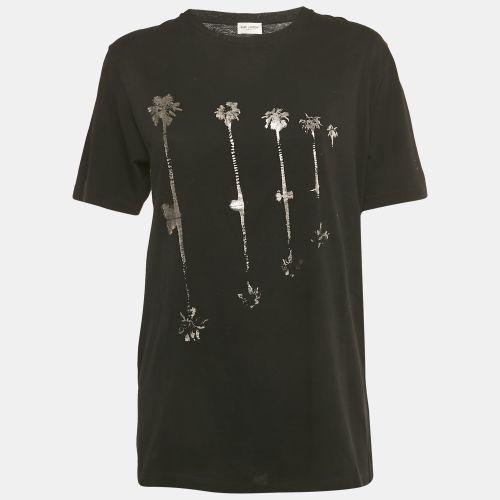 Saint Laurent Black Foil Print Jersey T-Shirt XS - Saint Laurent Paris - Modalova