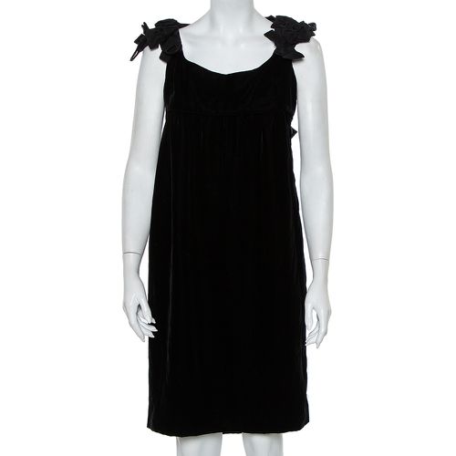 Yves Saint Laurent Black Velvet Bow Trim Detail Shift Dress S - Saint Laurent Paris - Modalova